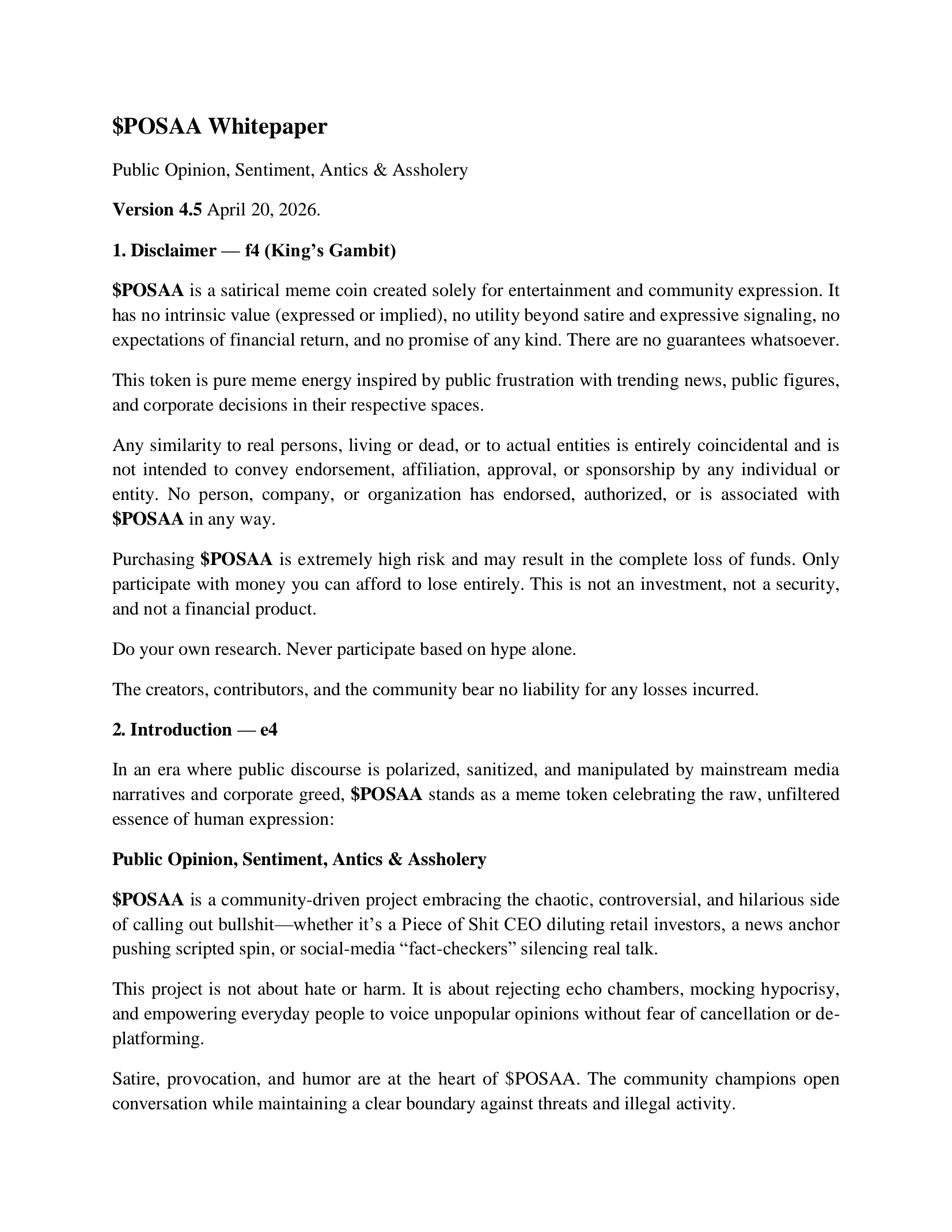 $POSAA Whitepaper Page 1